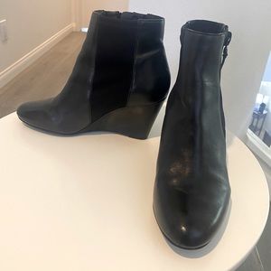 Via Spiga Black Leather Wedge Ankle Boots - 9.5